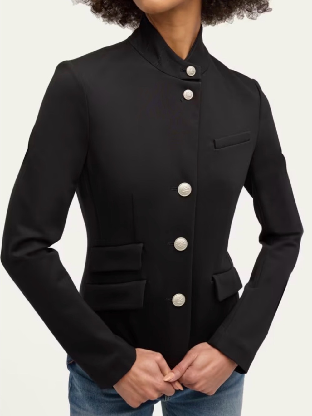 RAG & BONE BLACK 4 BUTTON SLADE PONTE KNIT BLAZER JACKET WOMENS SZ 16